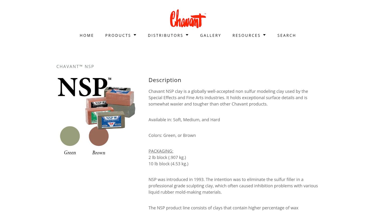 Chavant NSP Plasteline oil-based non-drying plastilina
