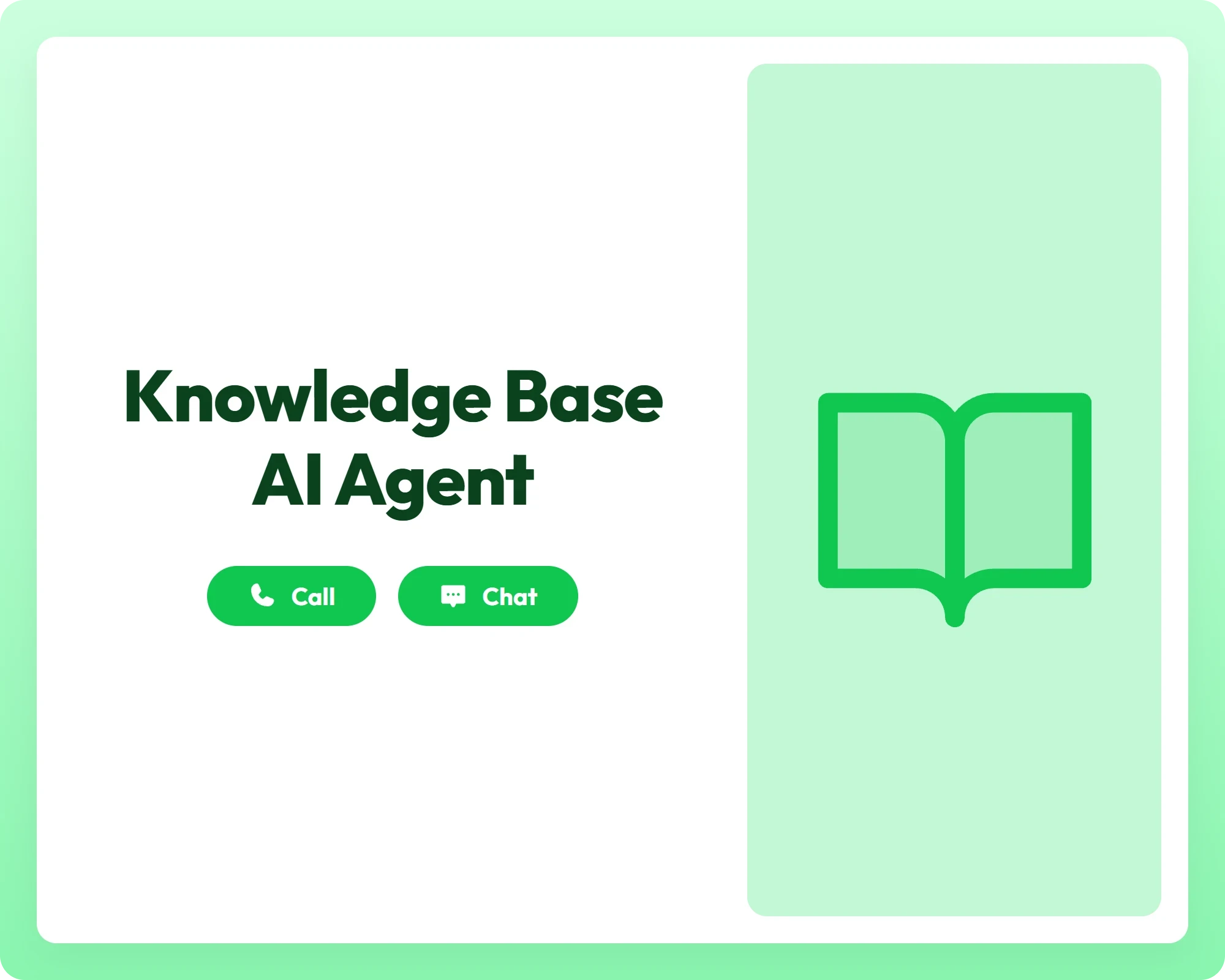 knowledge base ai agent supports call and chat with a book open icon for easy information retrieval