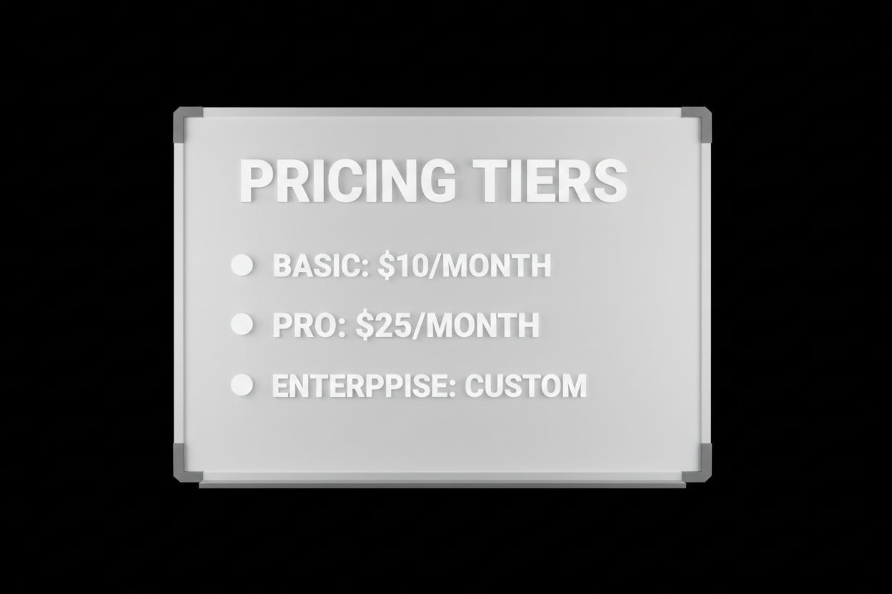 Pricing tiers written on whiteboard