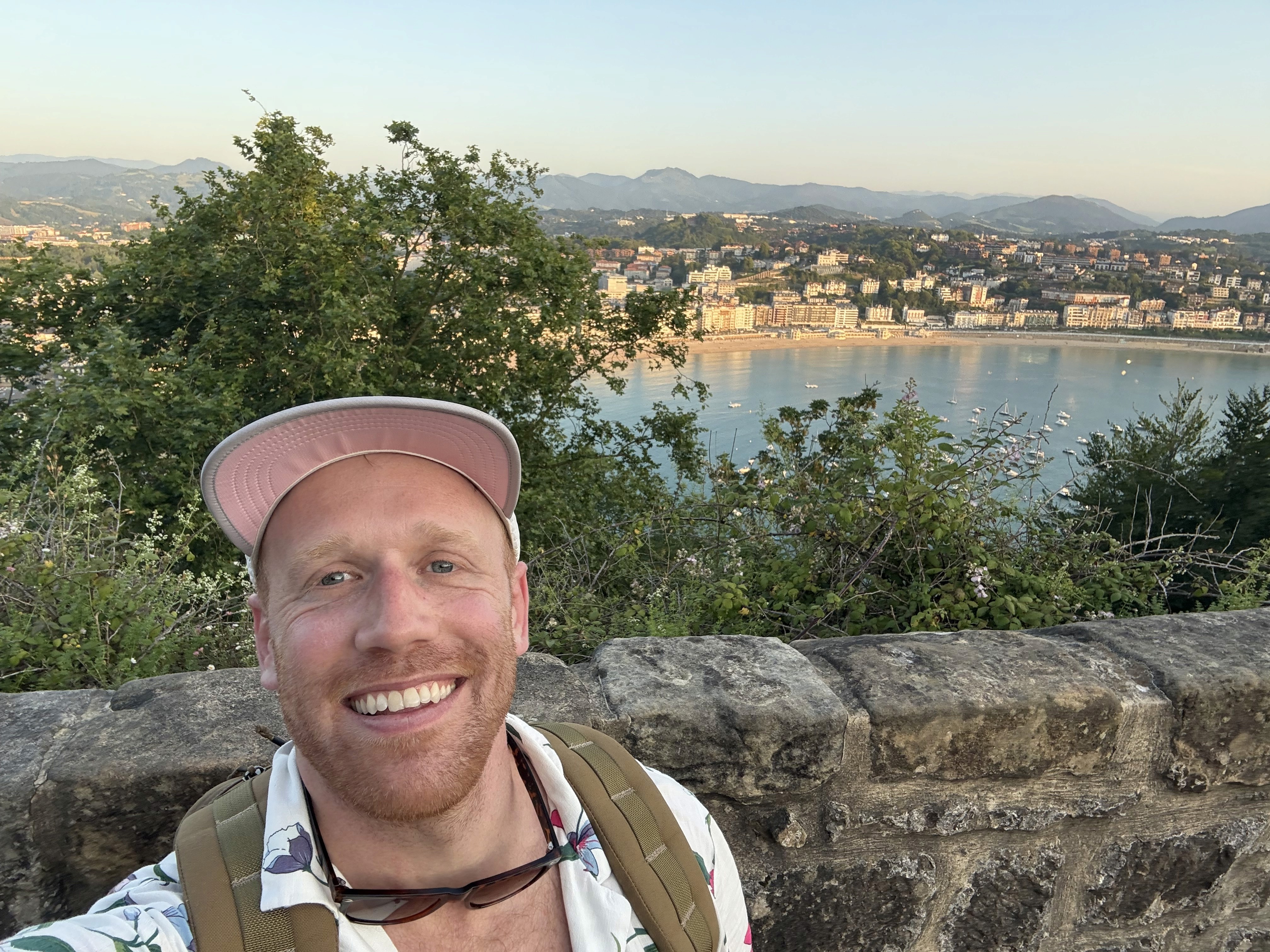 Steve outdoors overlooking a bay