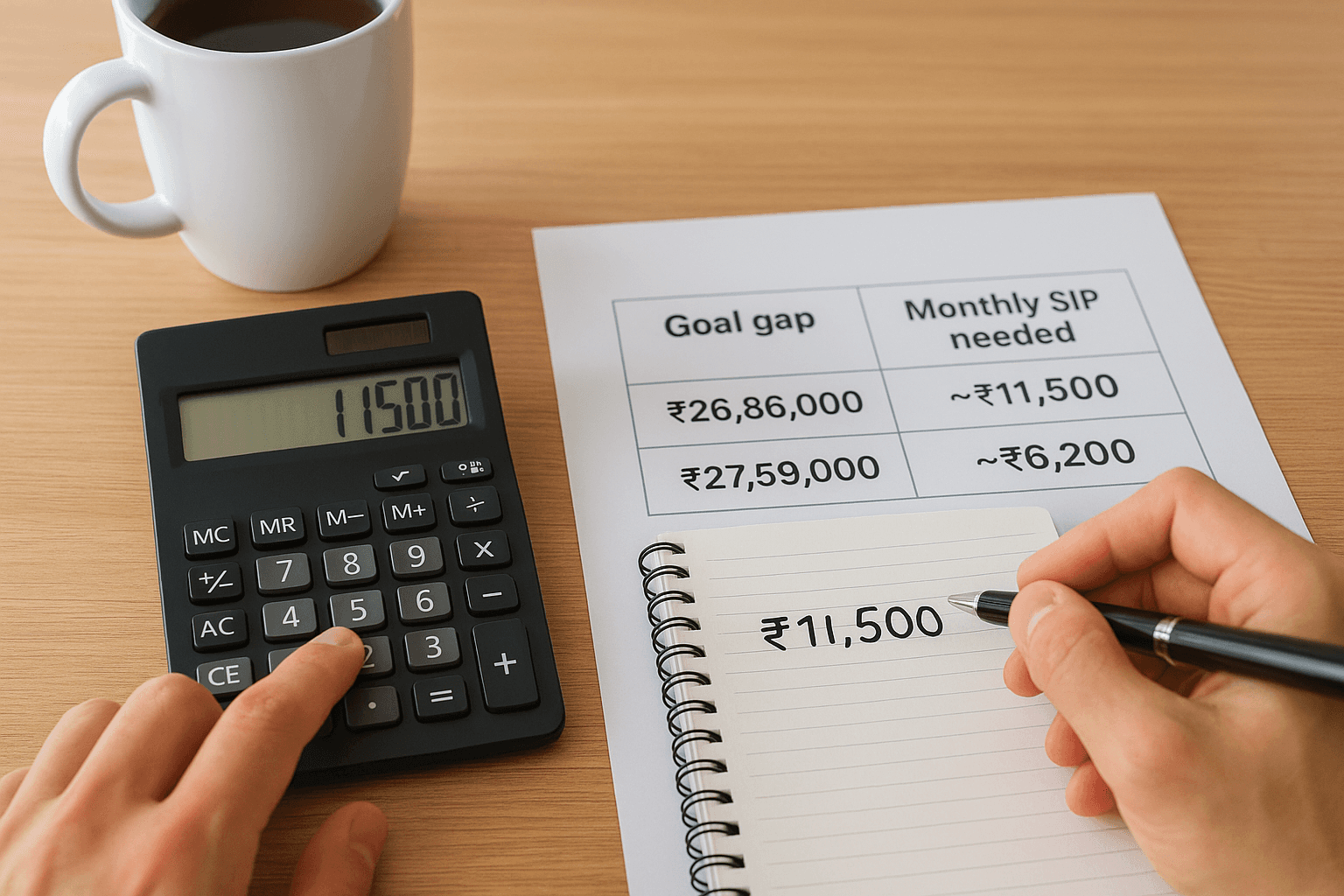 Set a monthly SIP target from your corpus gap
