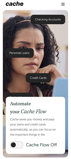 Mobil screenshot of the Cache website