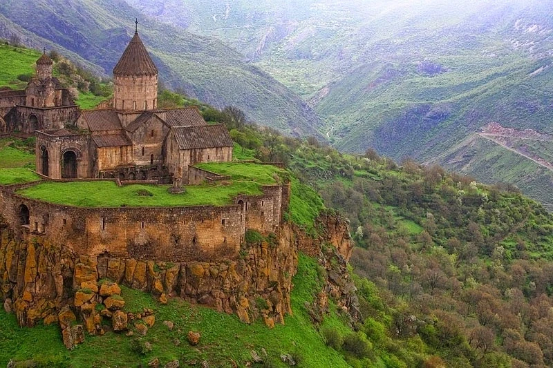 Tatev Monastery on mountain cliff
