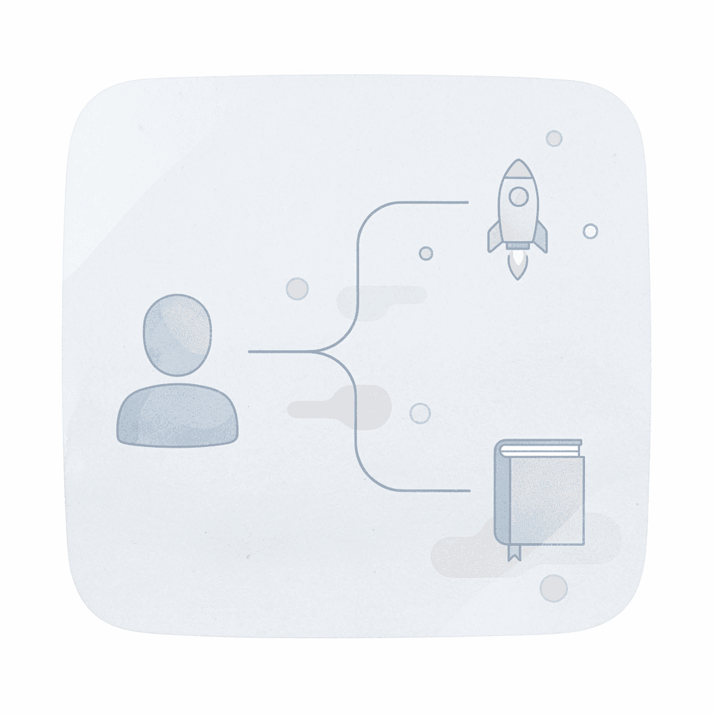 Icon showing one path splitting into two homeschool options