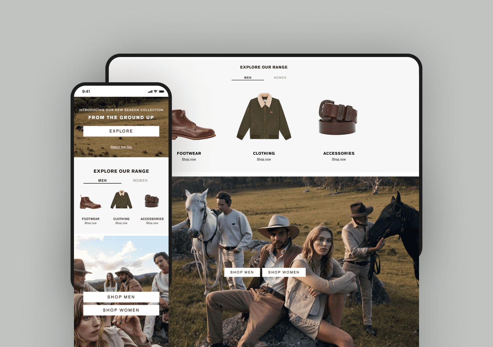 Mobile and desktop screens of concept 1