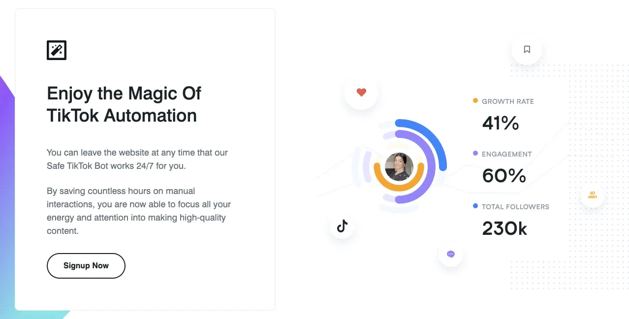 Screenshot of the FuelTok website, which offers bots for TikTok