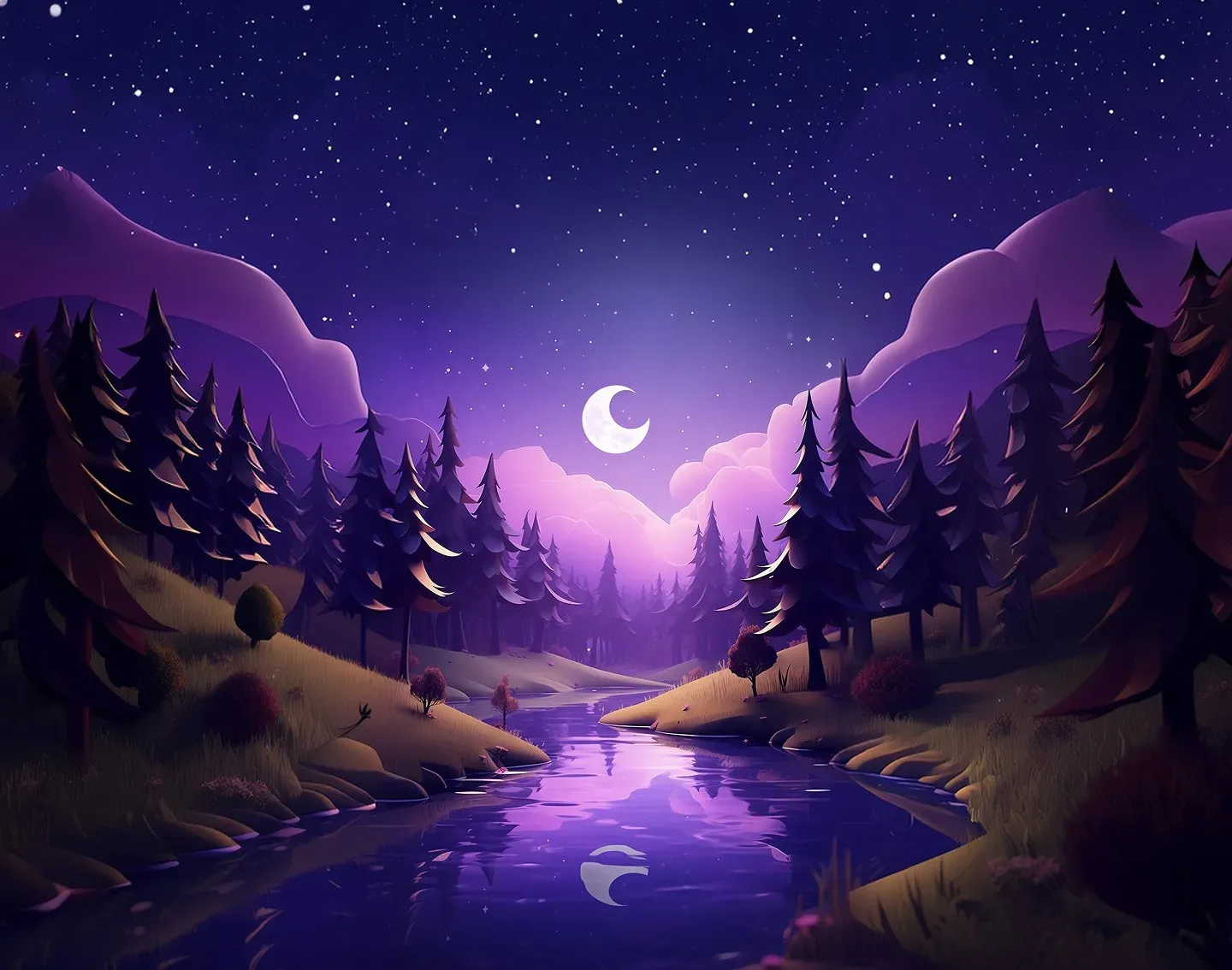 3D cartoon night sky