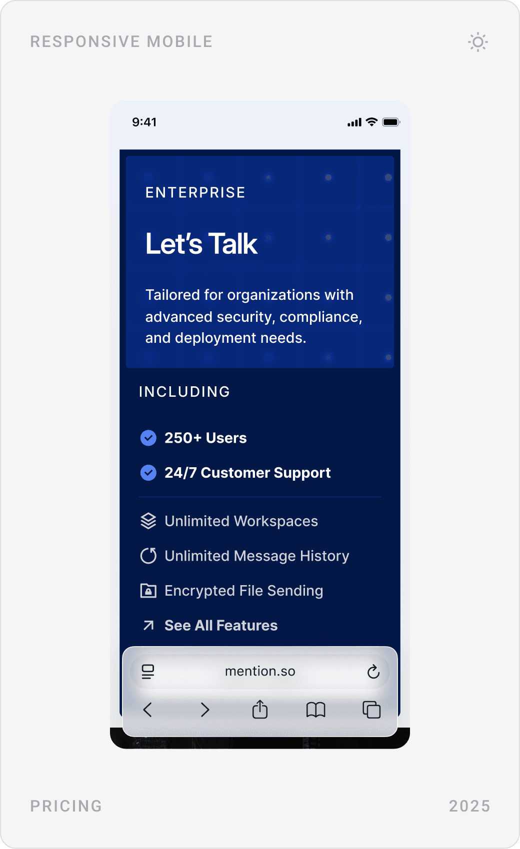 Corporate Enterprise Messaging Plan Mobile Design