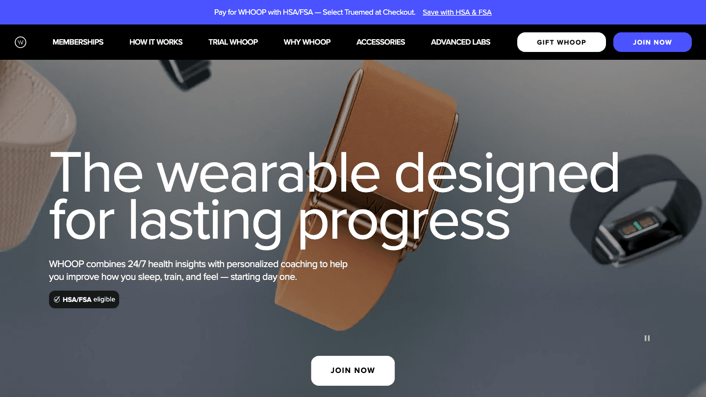 WHOOP wearable fitness tracker for recovery and performance