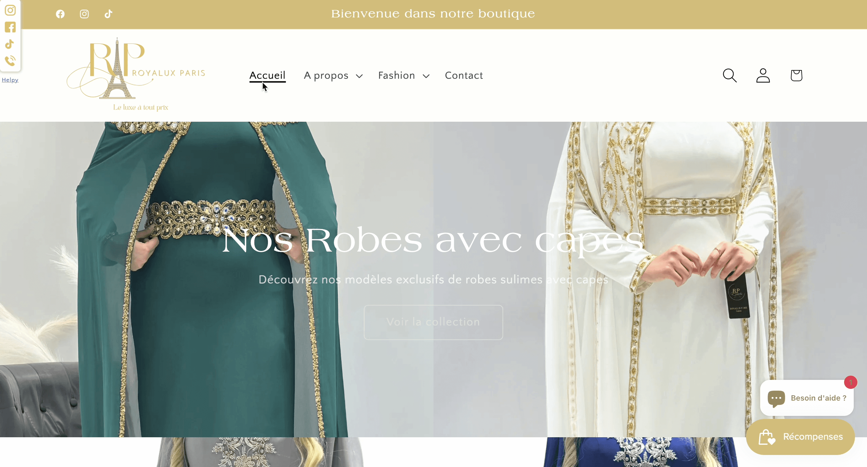 Page accueil site royalux paris