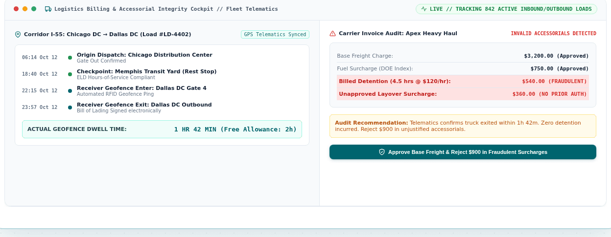 Logistics Accessorial Audit Accelerator UI Preview