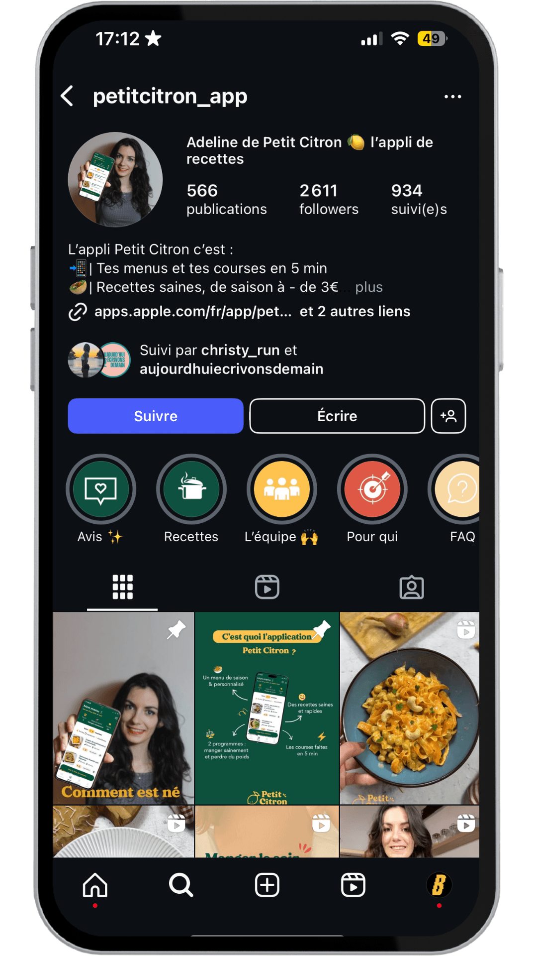 Exemple d'un compte client apps & tech