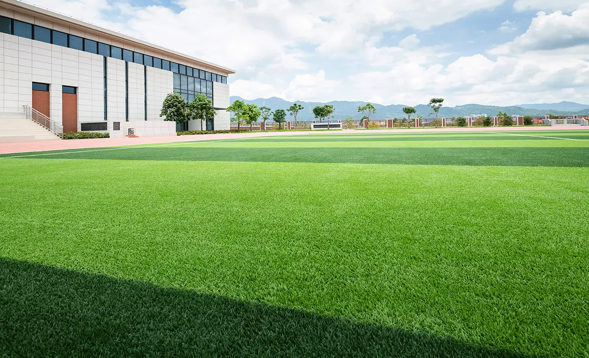 Synthetic grass field for school campus in Fontana, CA