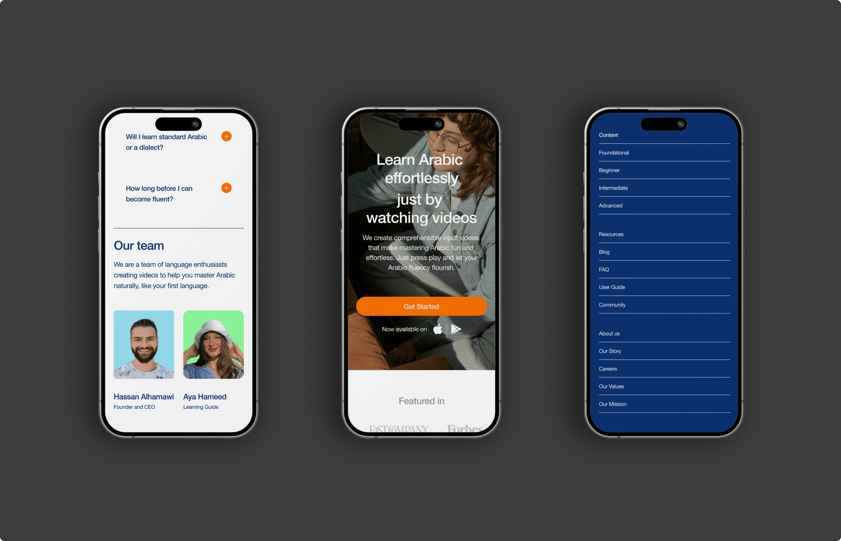 Website mobile screen