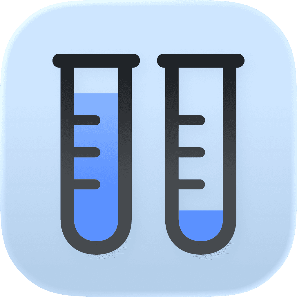 App icon with 2 labratory test tubes partially filled