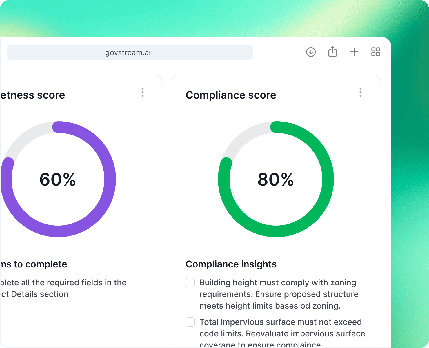 Dual circular gauges on GovStream AI interface