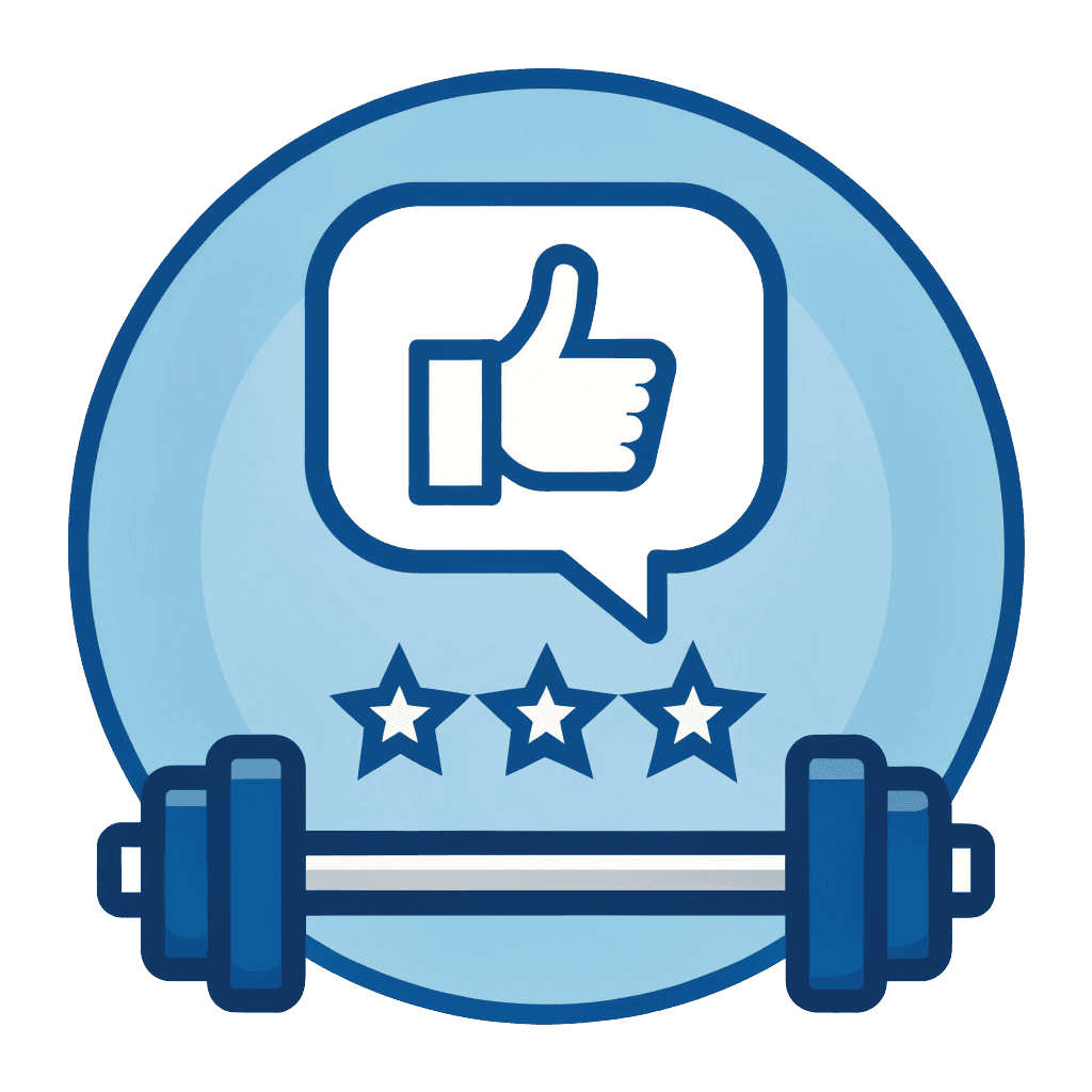 feedback blue icon with stars