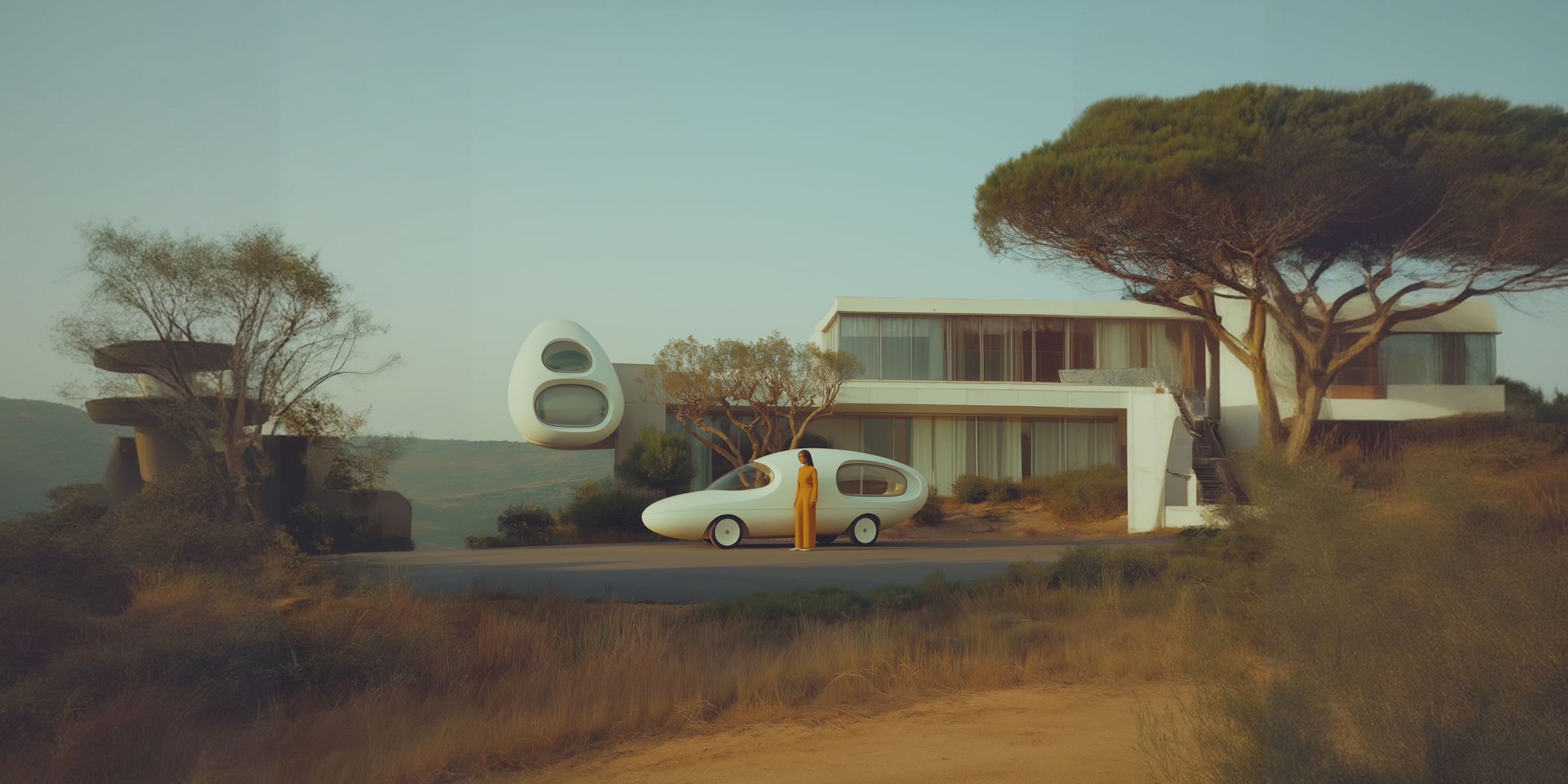 Futuristic Scene with Pod Vehicle