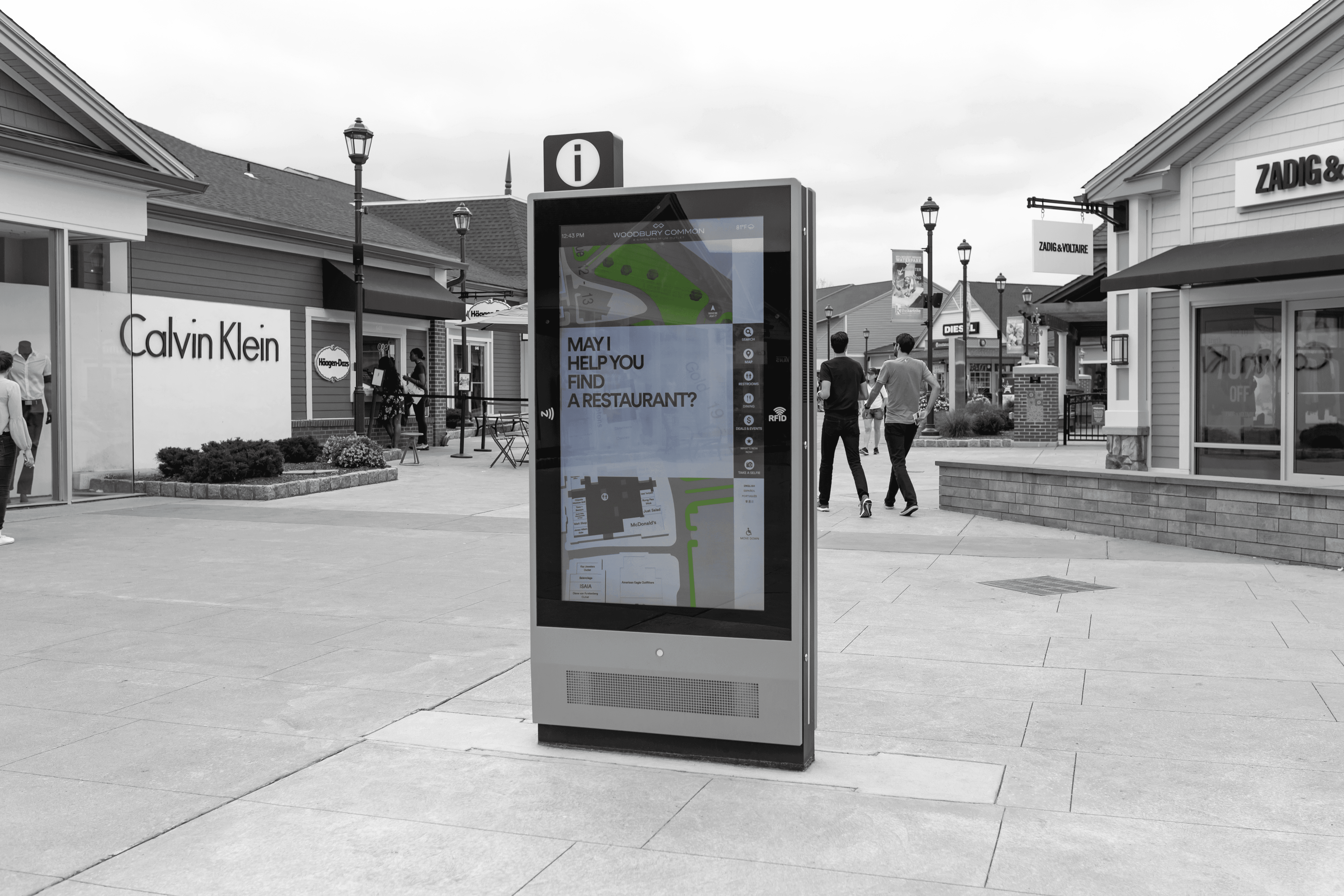A photo of an outdoor mall kiosk