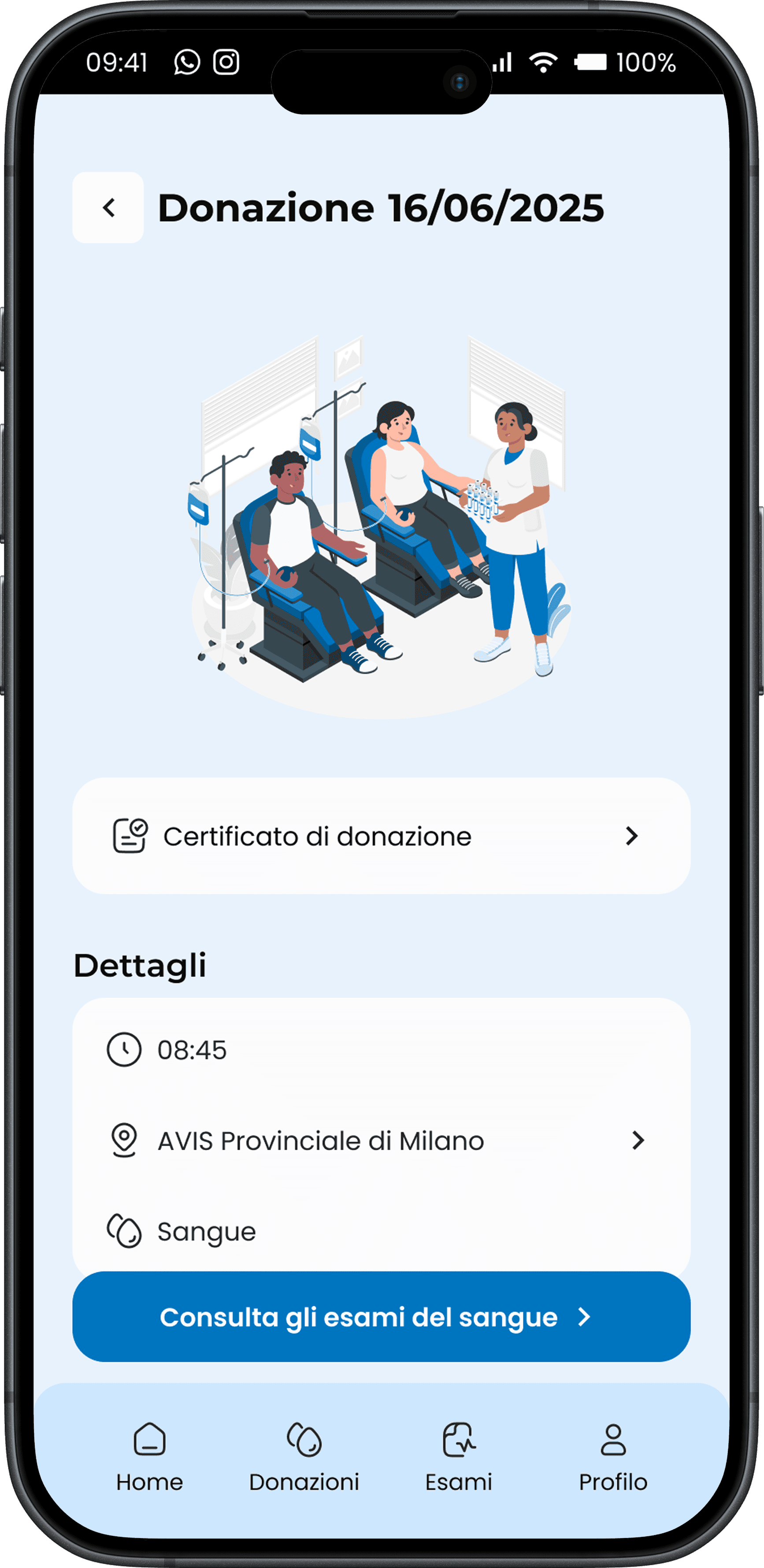 Past donation page with the link to the donation certificate.