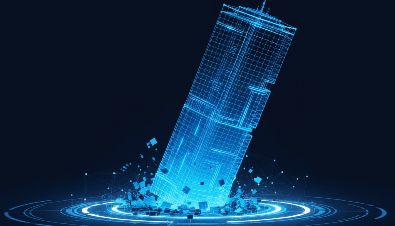 Digitaler Wolkenkratzer fallend