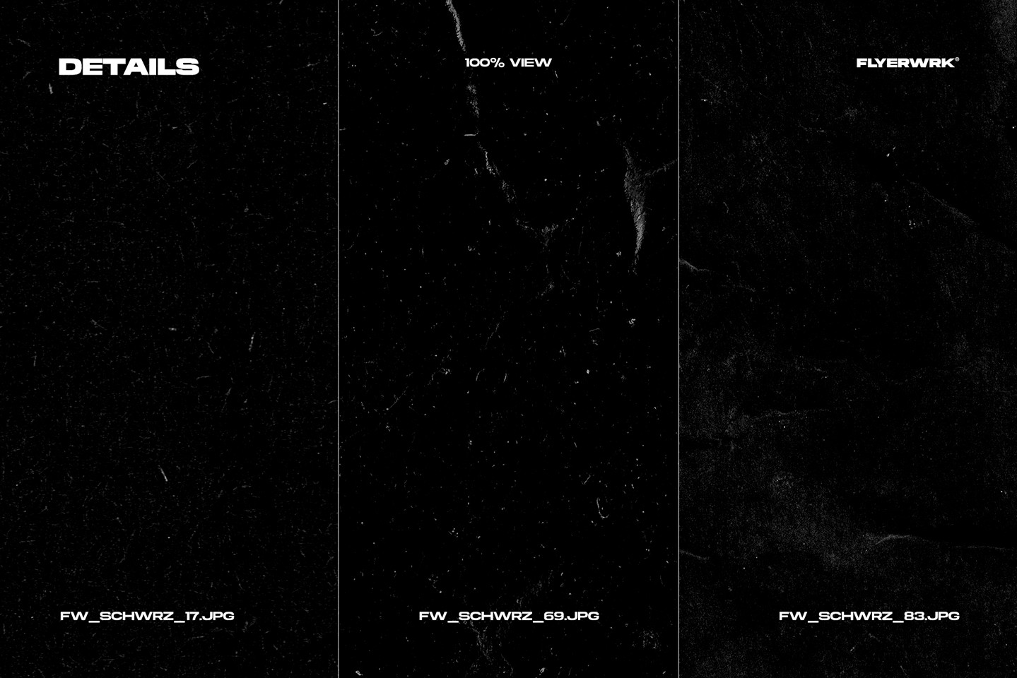 Close-up detail of black paper texture showing scratches dust and worn surface