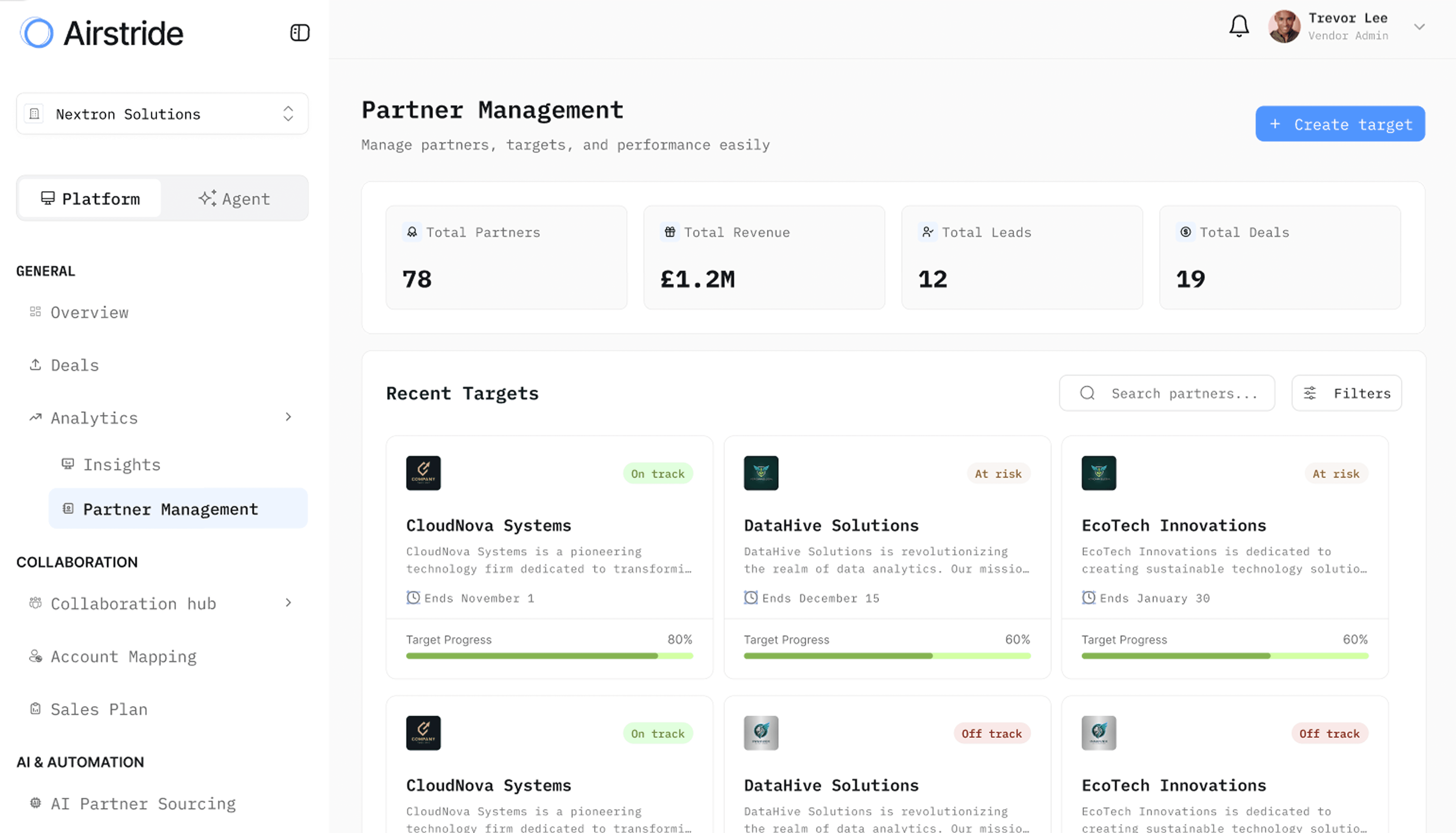 Airstride Partner Management Platform.