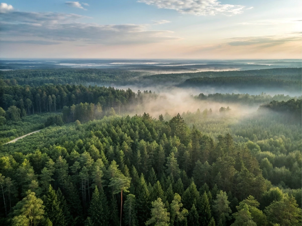 A view of trees and mist