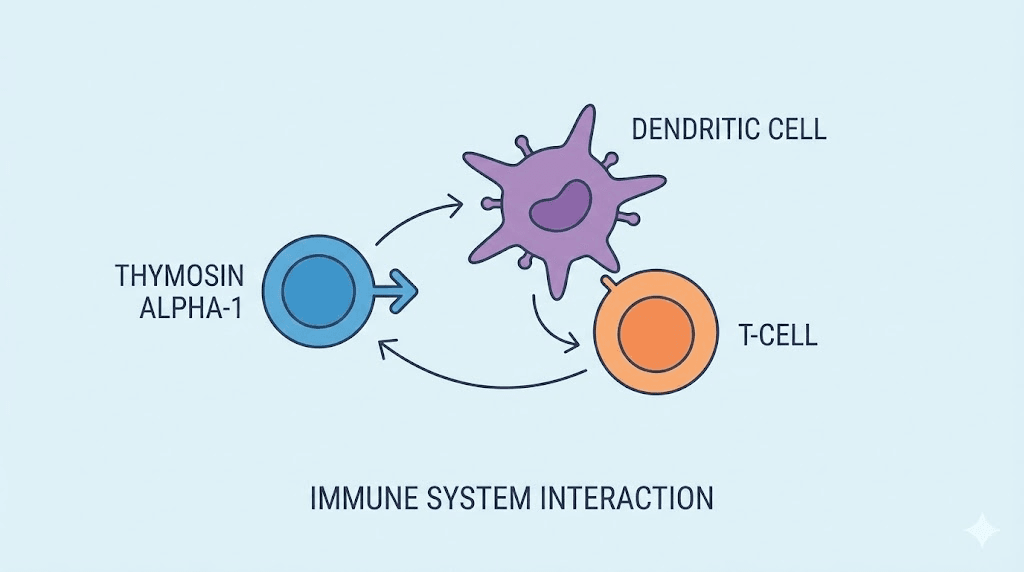 Thymosin alpha-1 peptide immune system mechanism of action