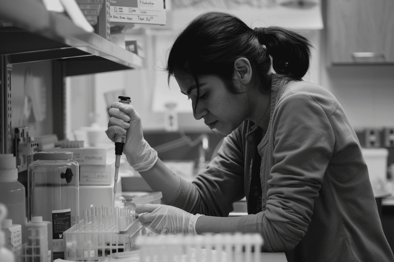 Candid documentary photo of a scientist