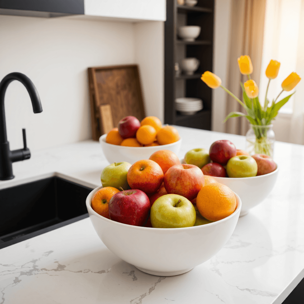 product photography of Fruit bowls on a kitchen countertop