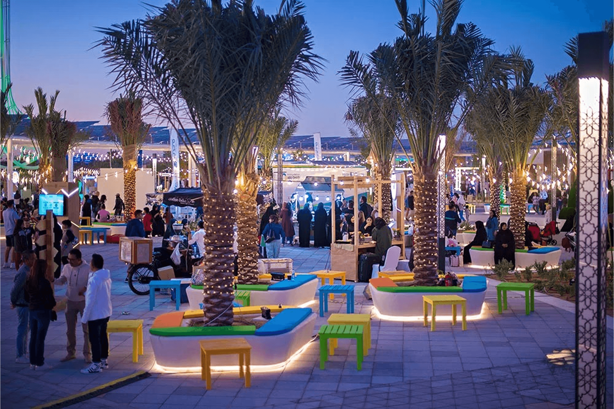 A lively picture of Masdar City hosting a festival. 