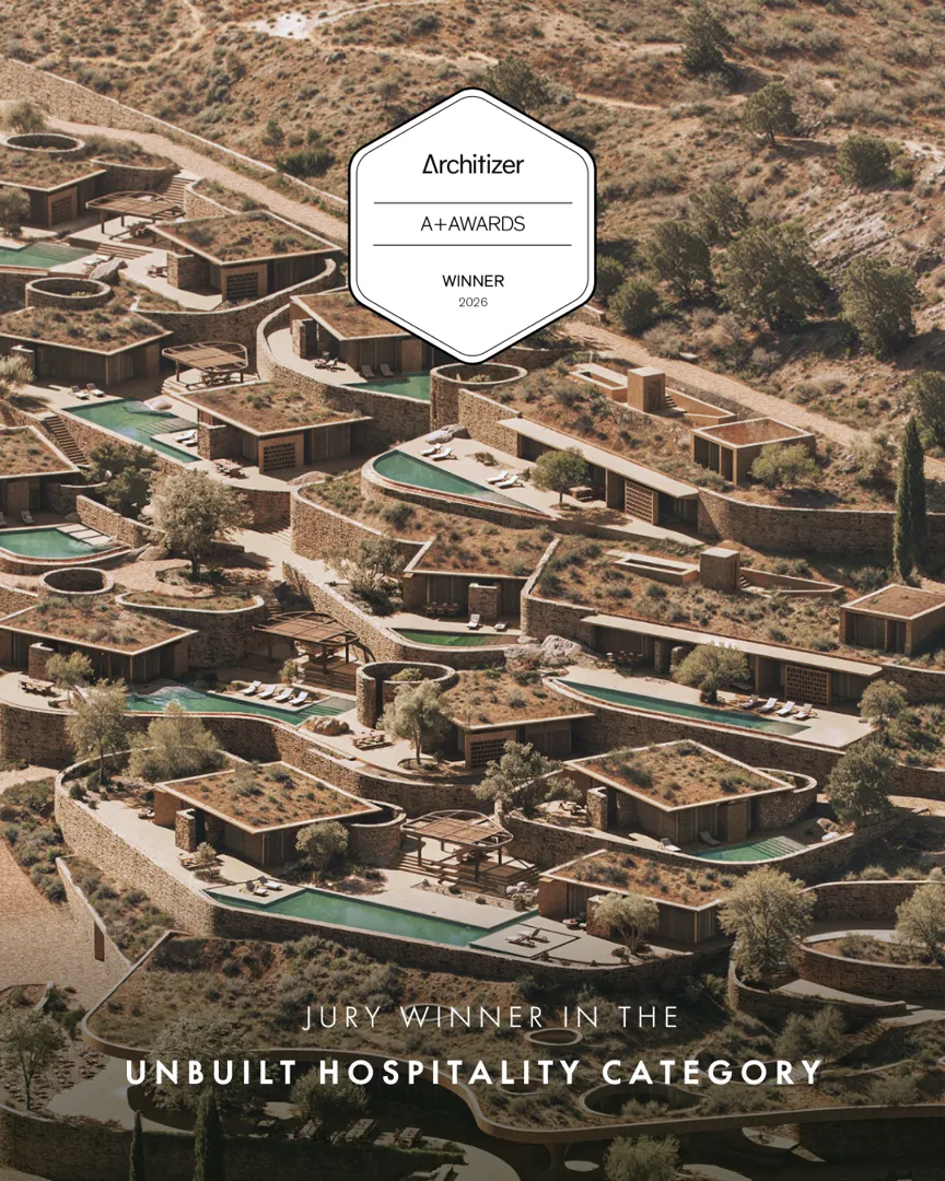 Announcement designed by TERAMOK: Architizer A+Awards 2026: Jury Winner, Unbuilt Hospitality
