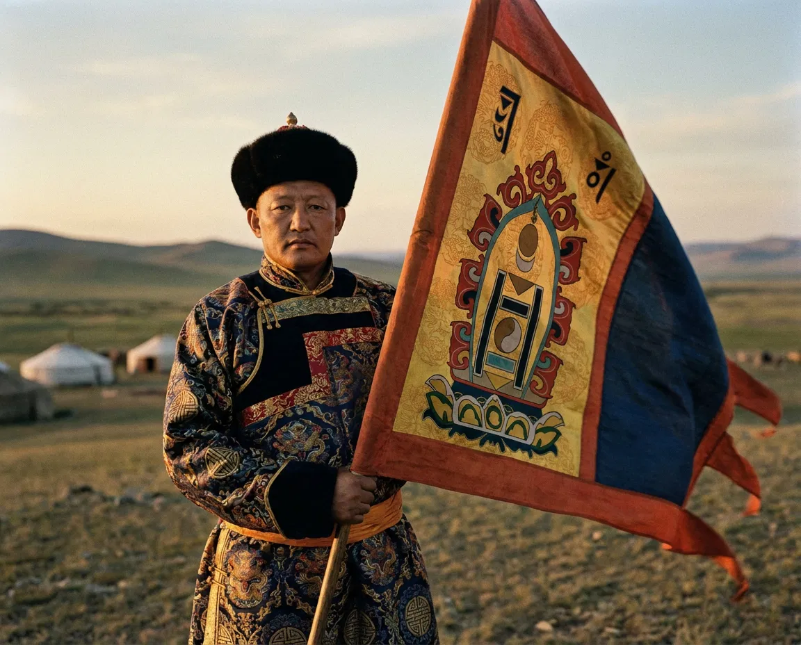 Illustration depicting Bogd Khan during the 1911 declaration of Mongolian independence