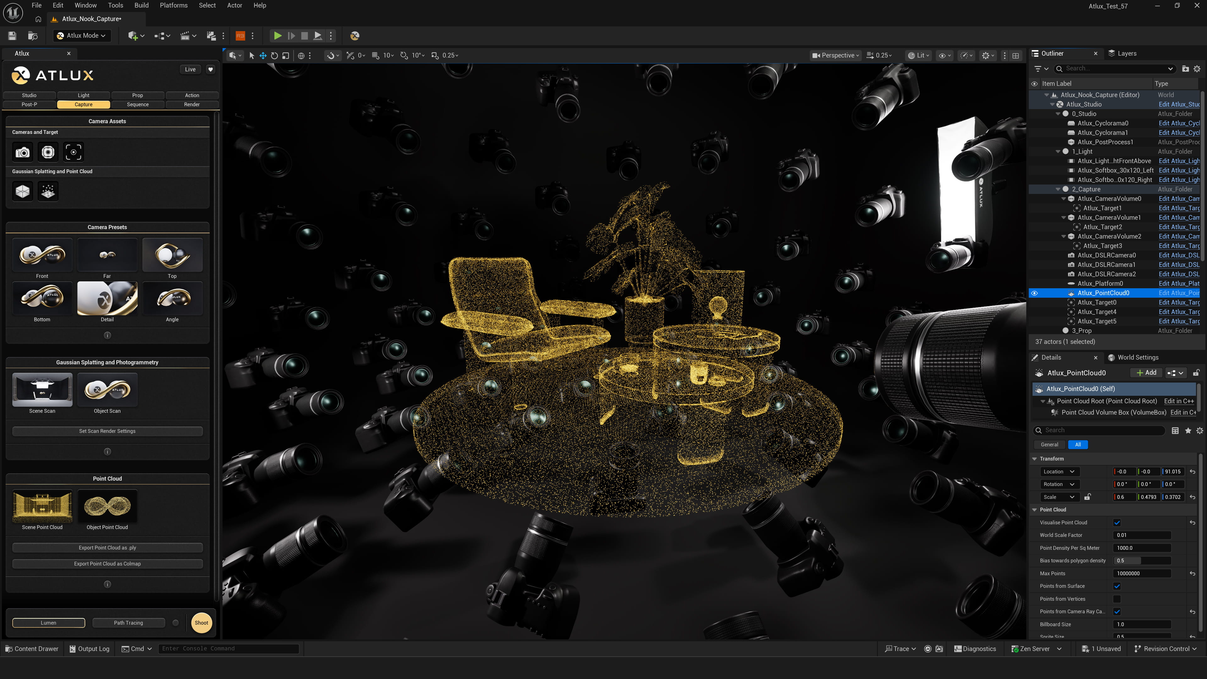 Atlux gaussian splatting