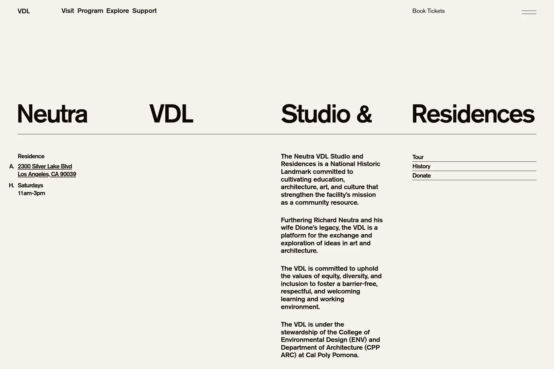 Screenshot of Neutra VDL website