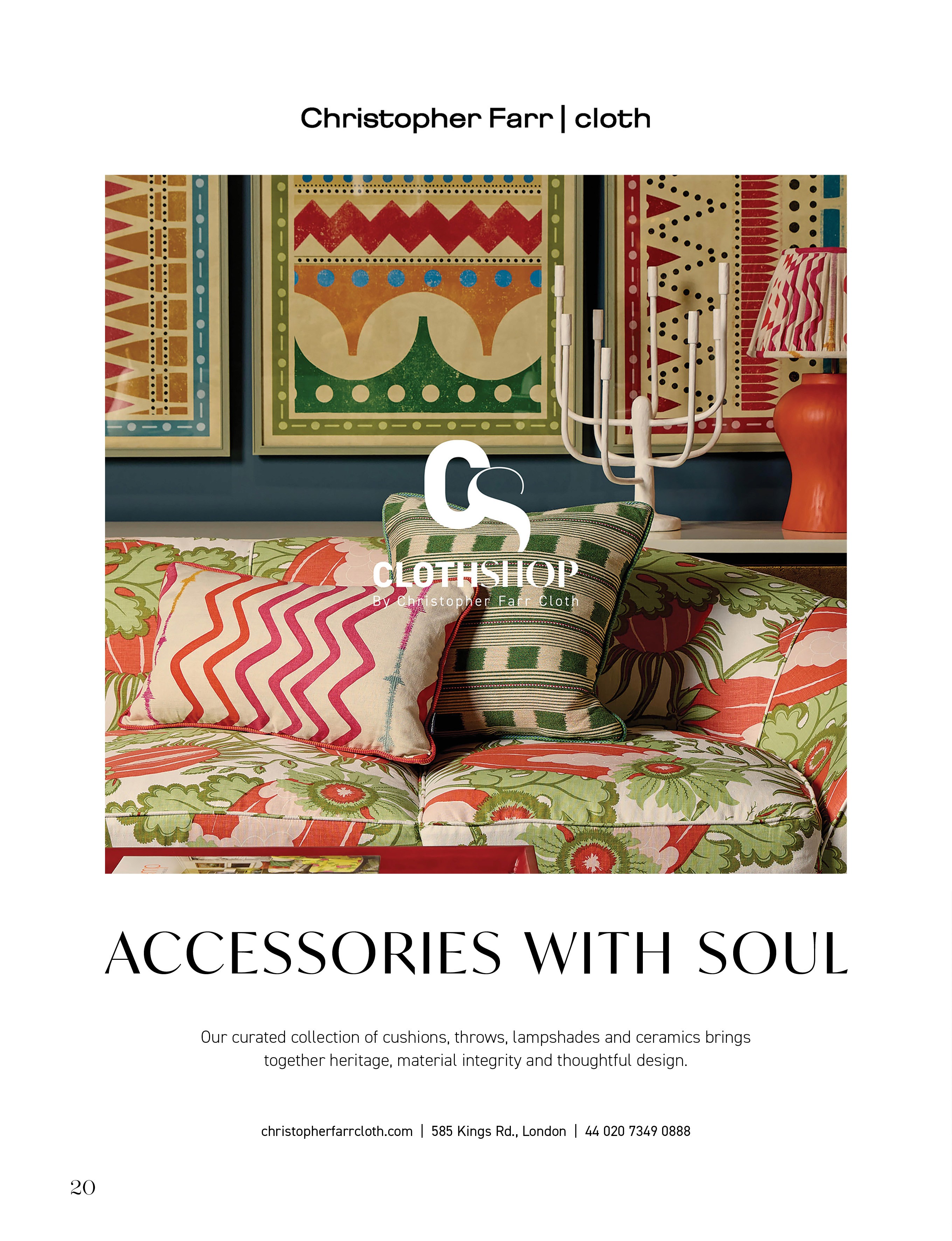 Magazine advertisement for Christopher Farr Cloth