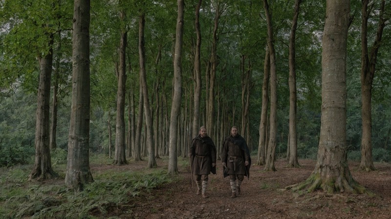 Sacred artwork by Faith and Verse. © Faith and Verse, 2026. All rights reserved. Men sent to bring Alena home walking through the forest, leading to her arm being torn from her body and her death.