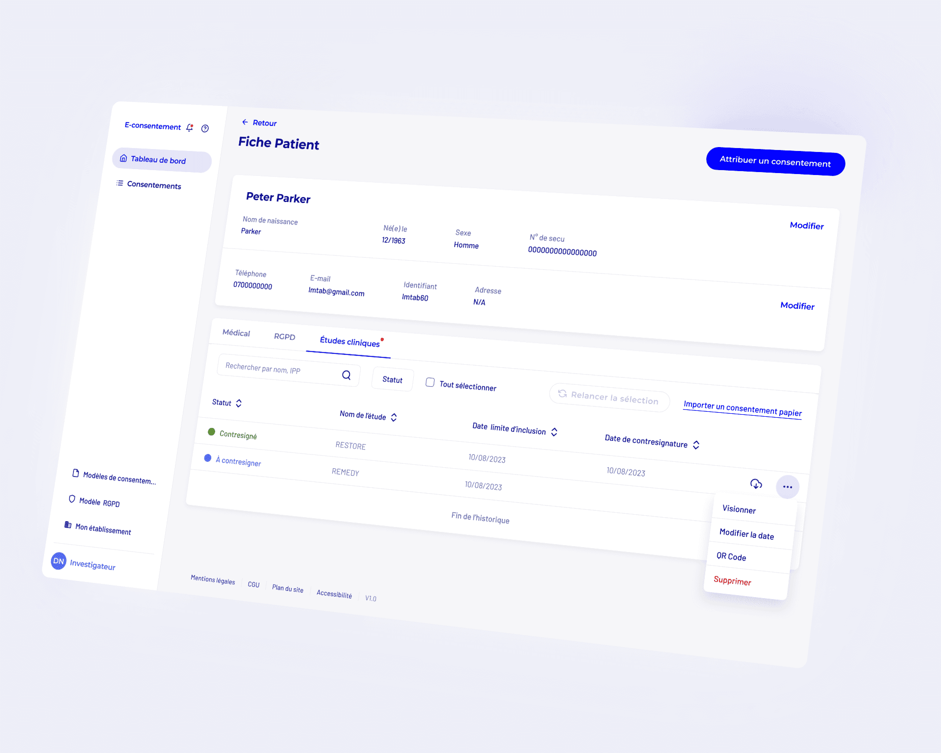 Dashboard view of the analytics homepage