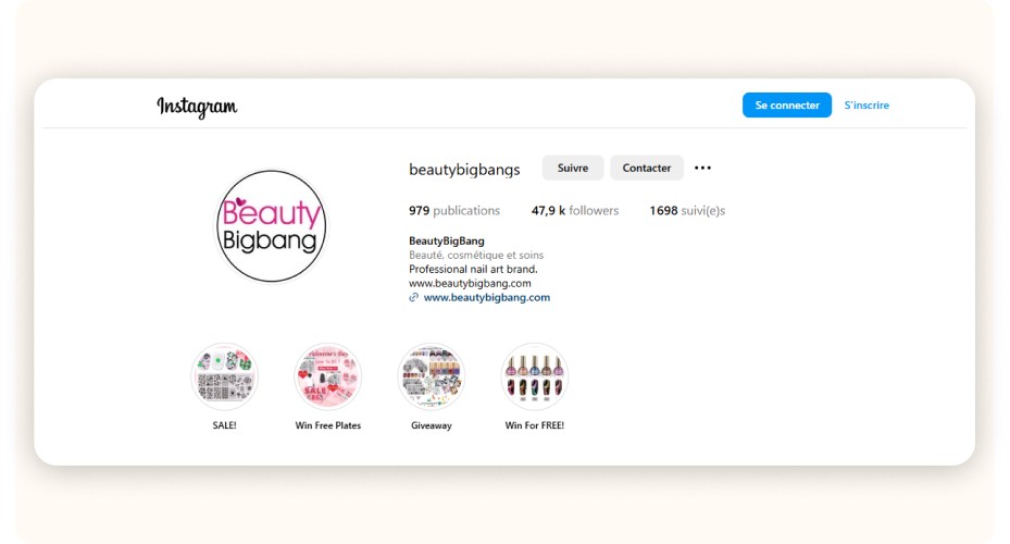 Beauty Big Bang Instagram account