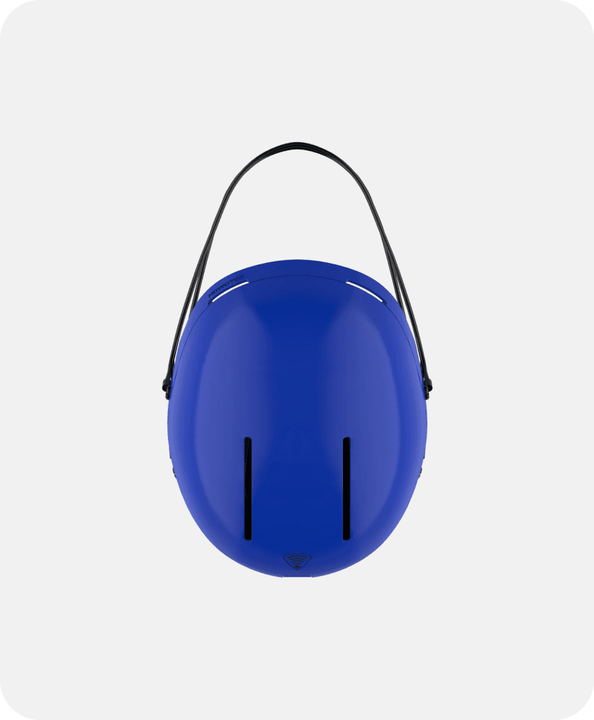 Top-view of the Salomon S/Race SL helmet that shows the symbol for the integrated safety technology by Twiceme.