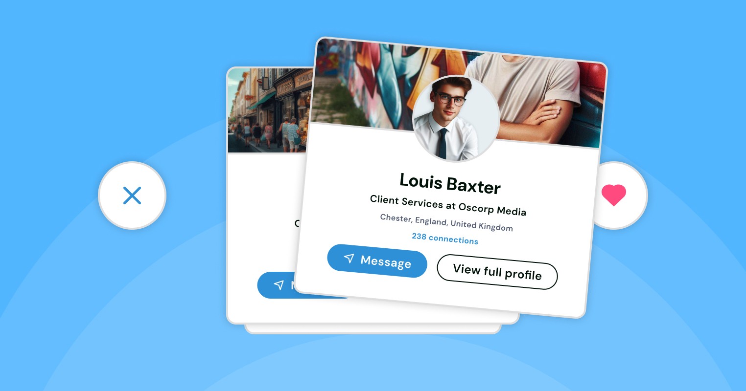 LinkedIn profiles in Tinder style UI