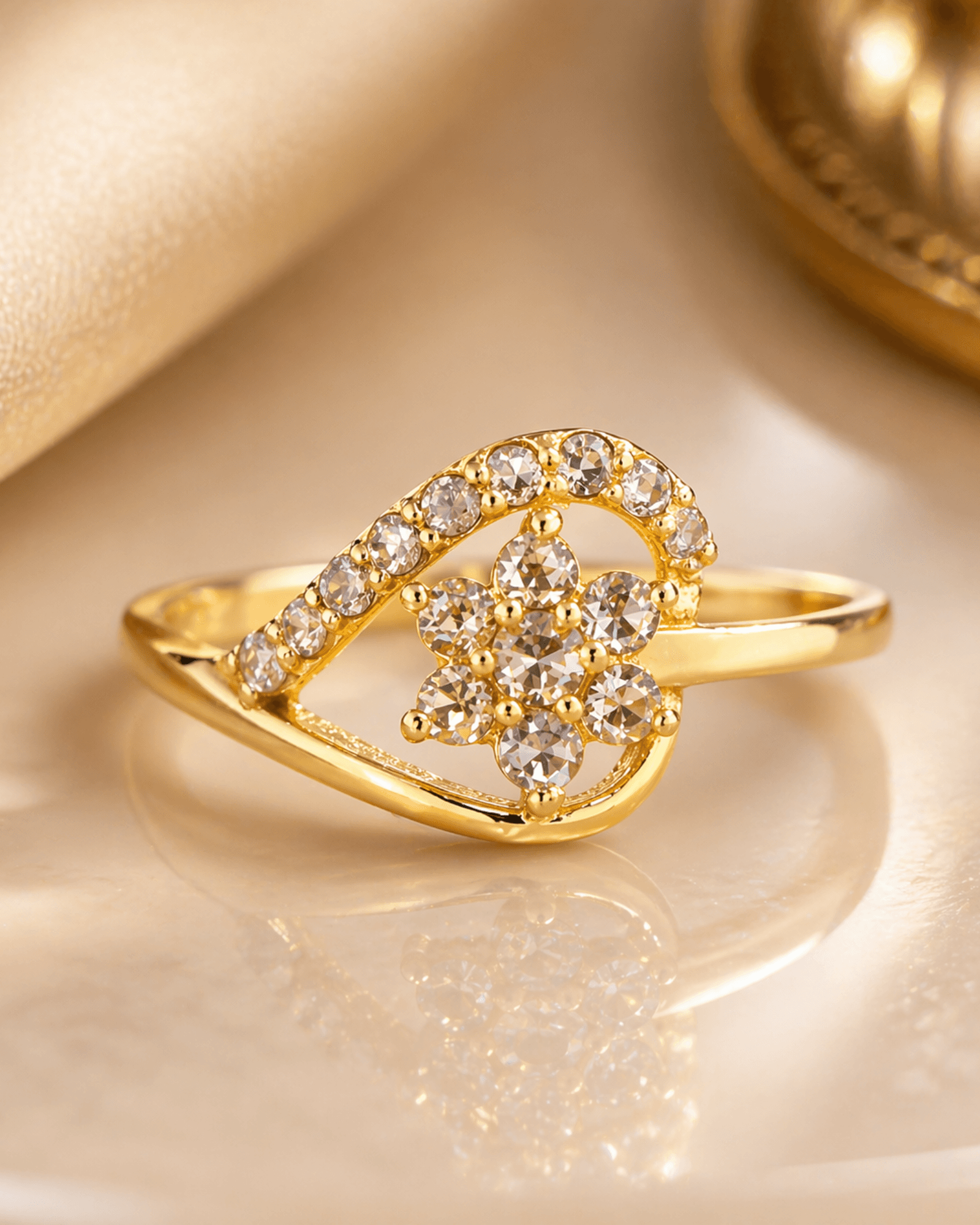 Teal uncut diamond ring