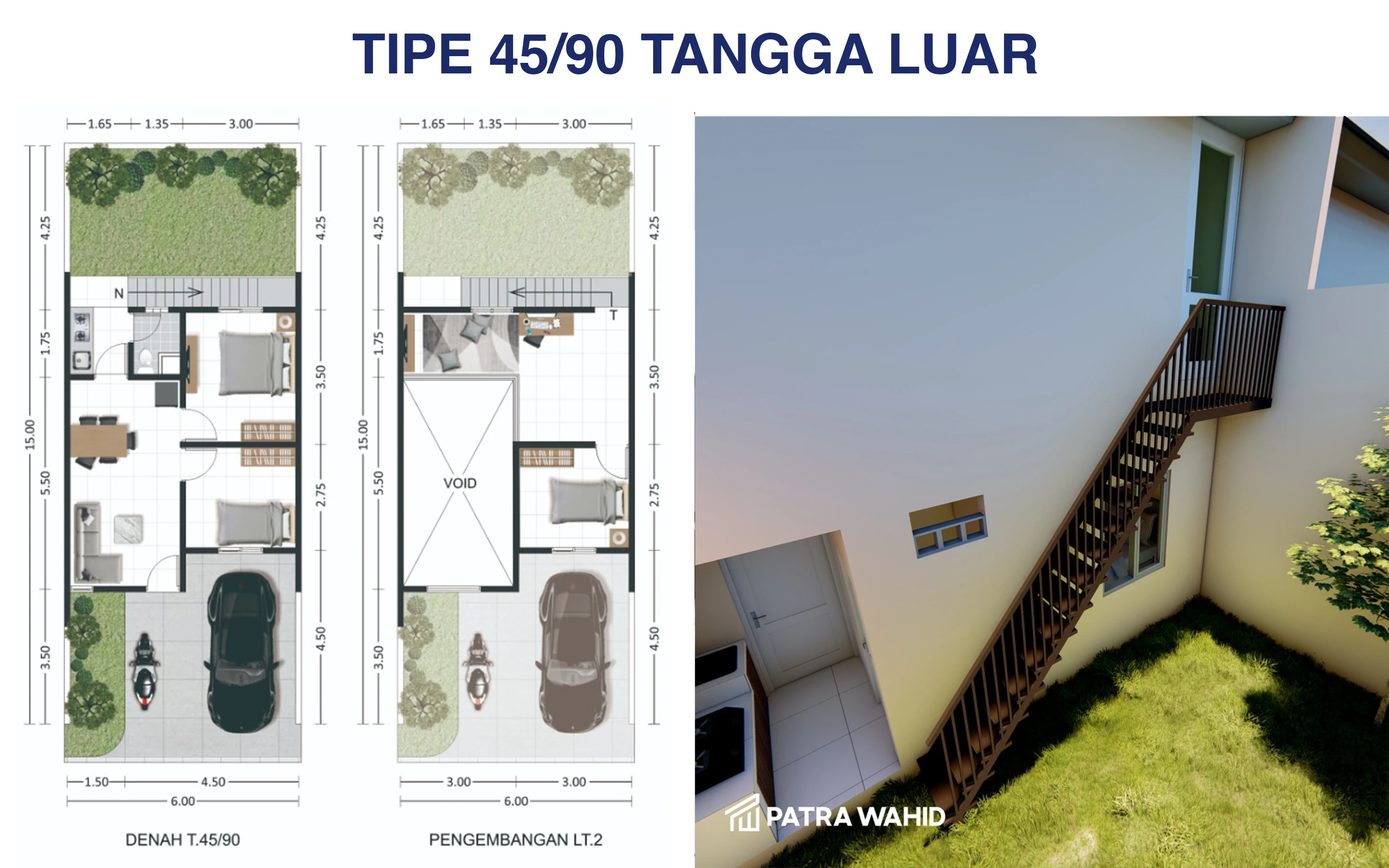 Denah Tangga Luar Unit Type 45/90