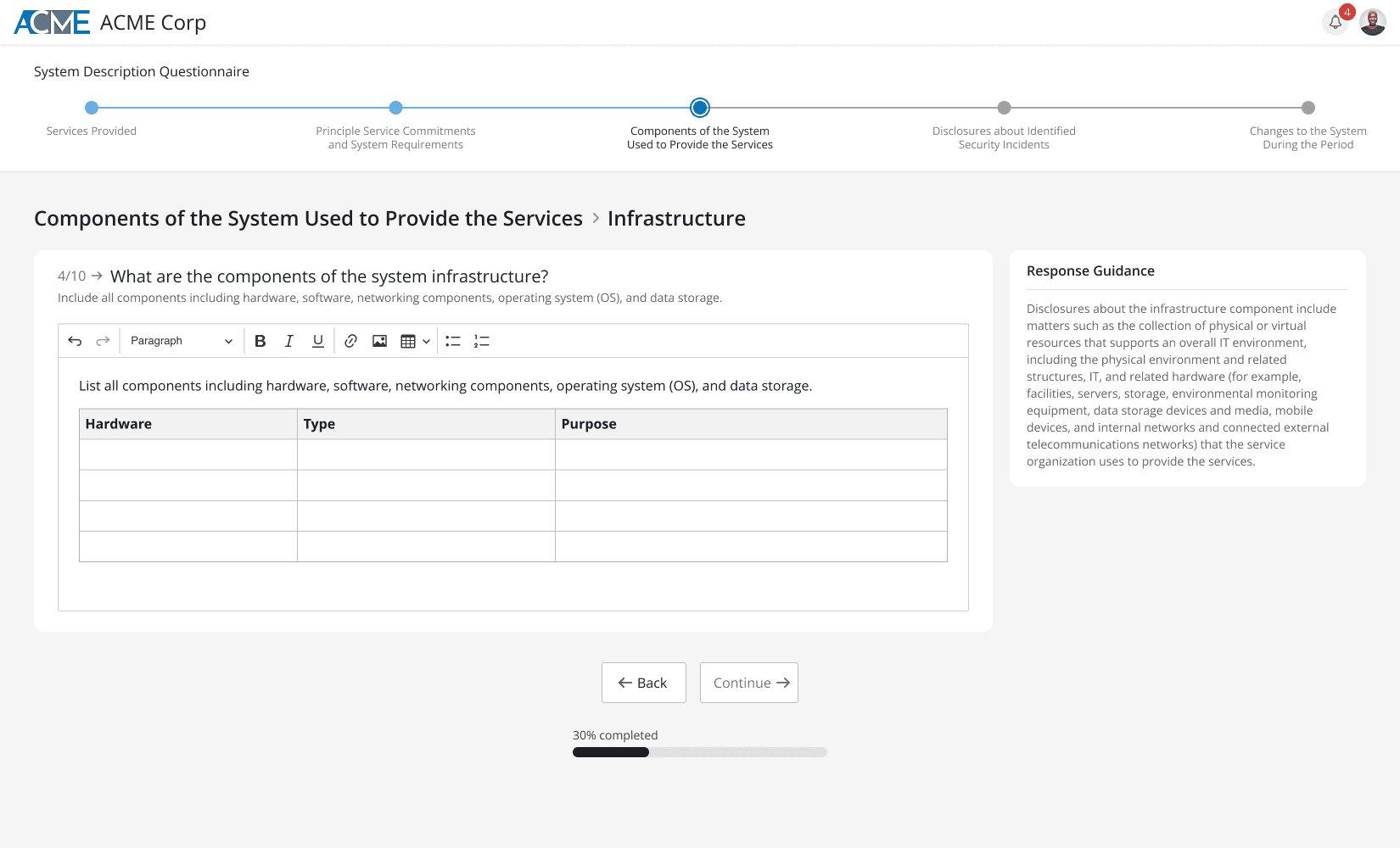 Emgage App Platform - Cybersecurity Services Automation App > System Description Questionnaire