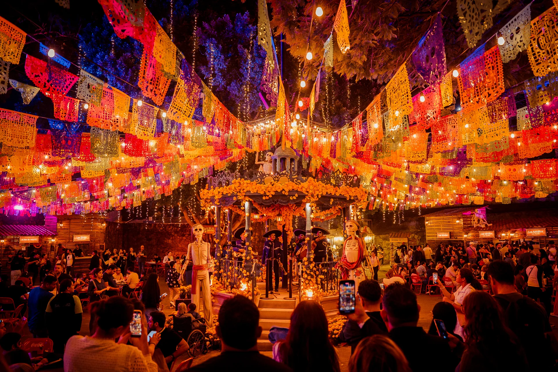 Calaverandia: colorful Day of the Dead decorations in Guadalajara