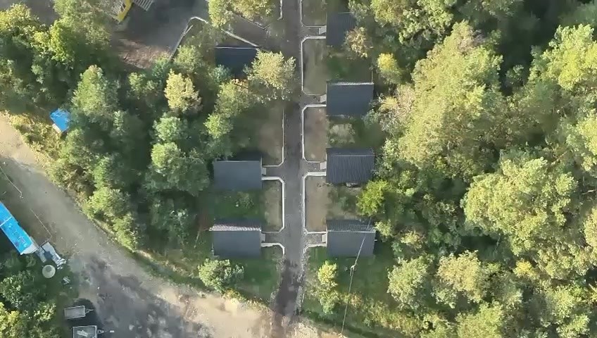 Aerial overhead view of compound