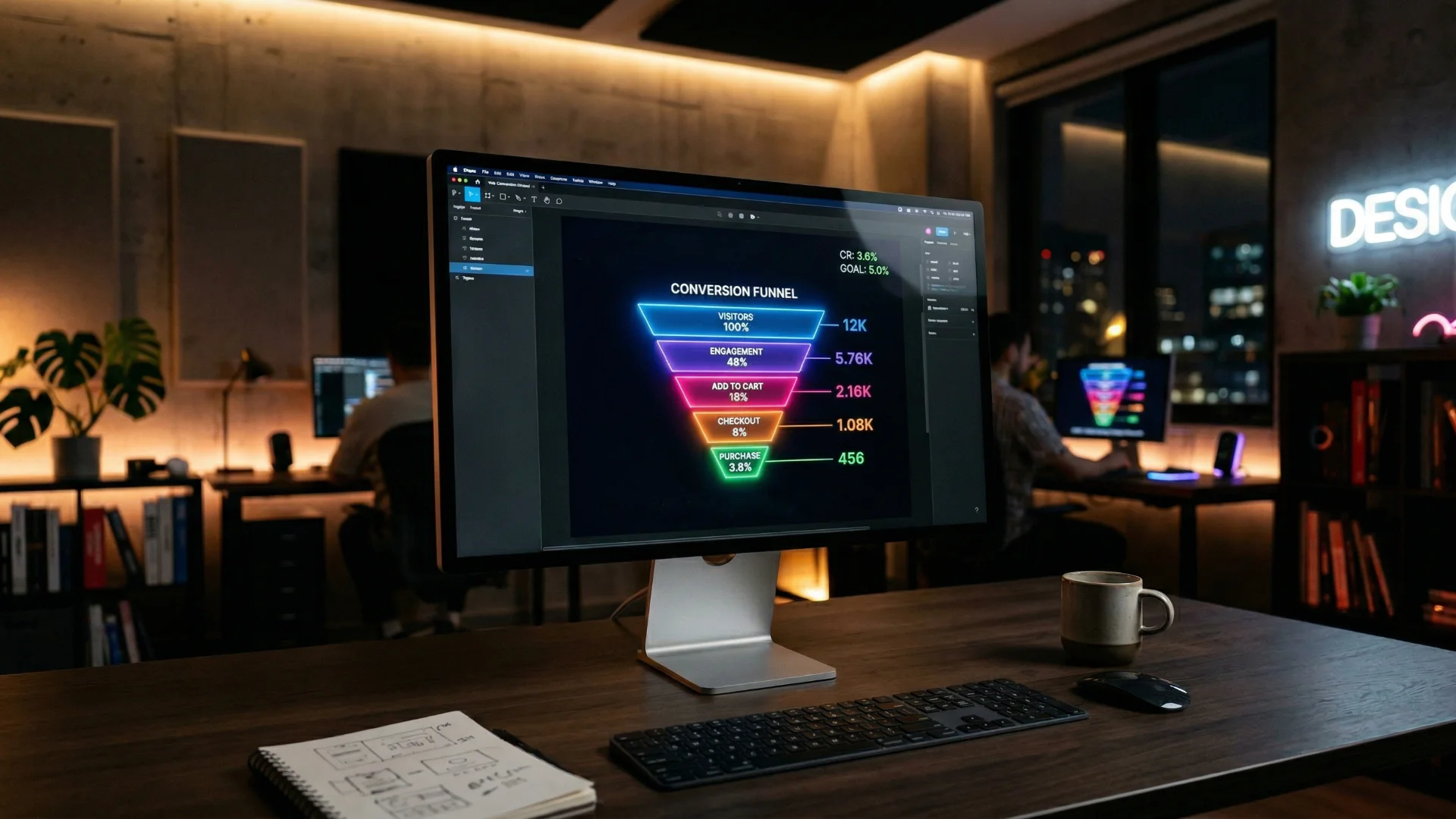 Écran d'ordinateur affichant un schéma d'optimisation du taux de conversion