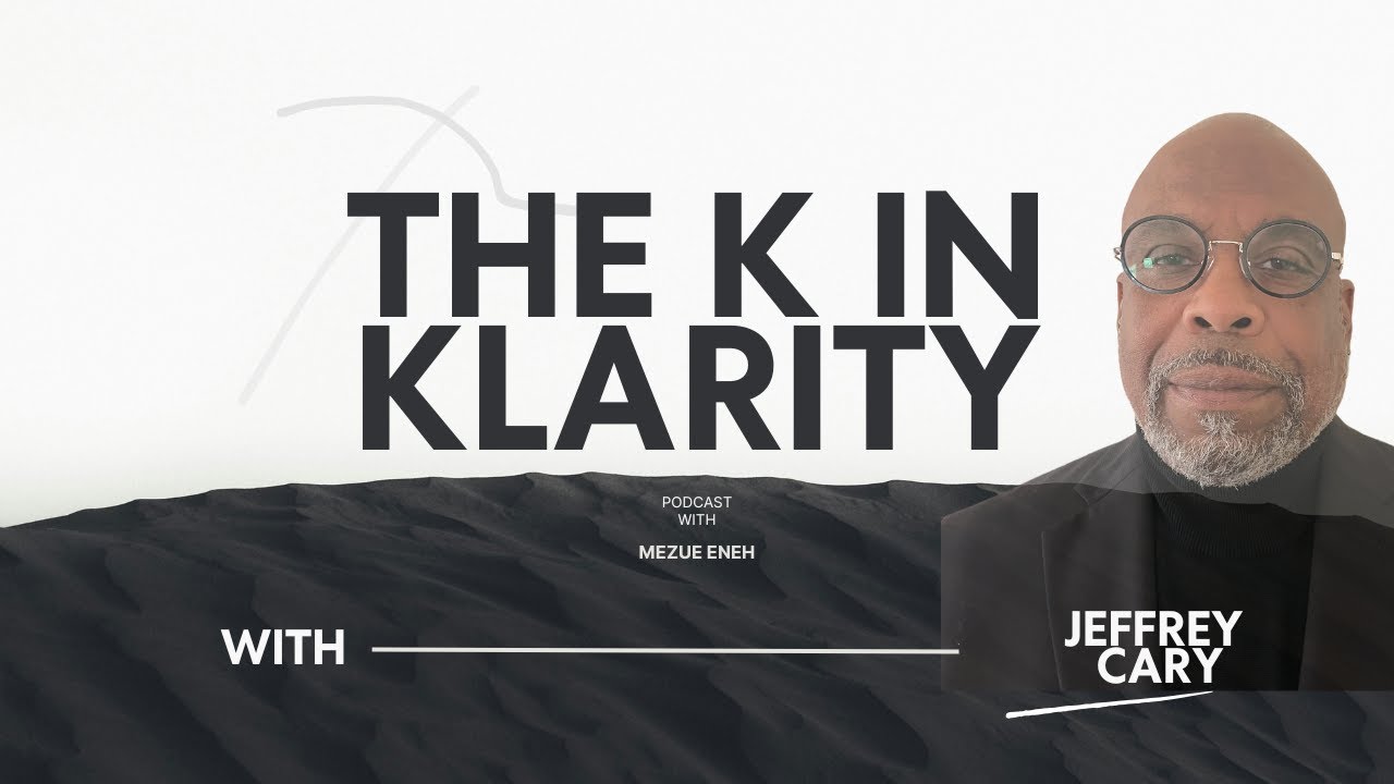 Jeff Cary photo on a black and white pattern for the K in Klarity Podcast