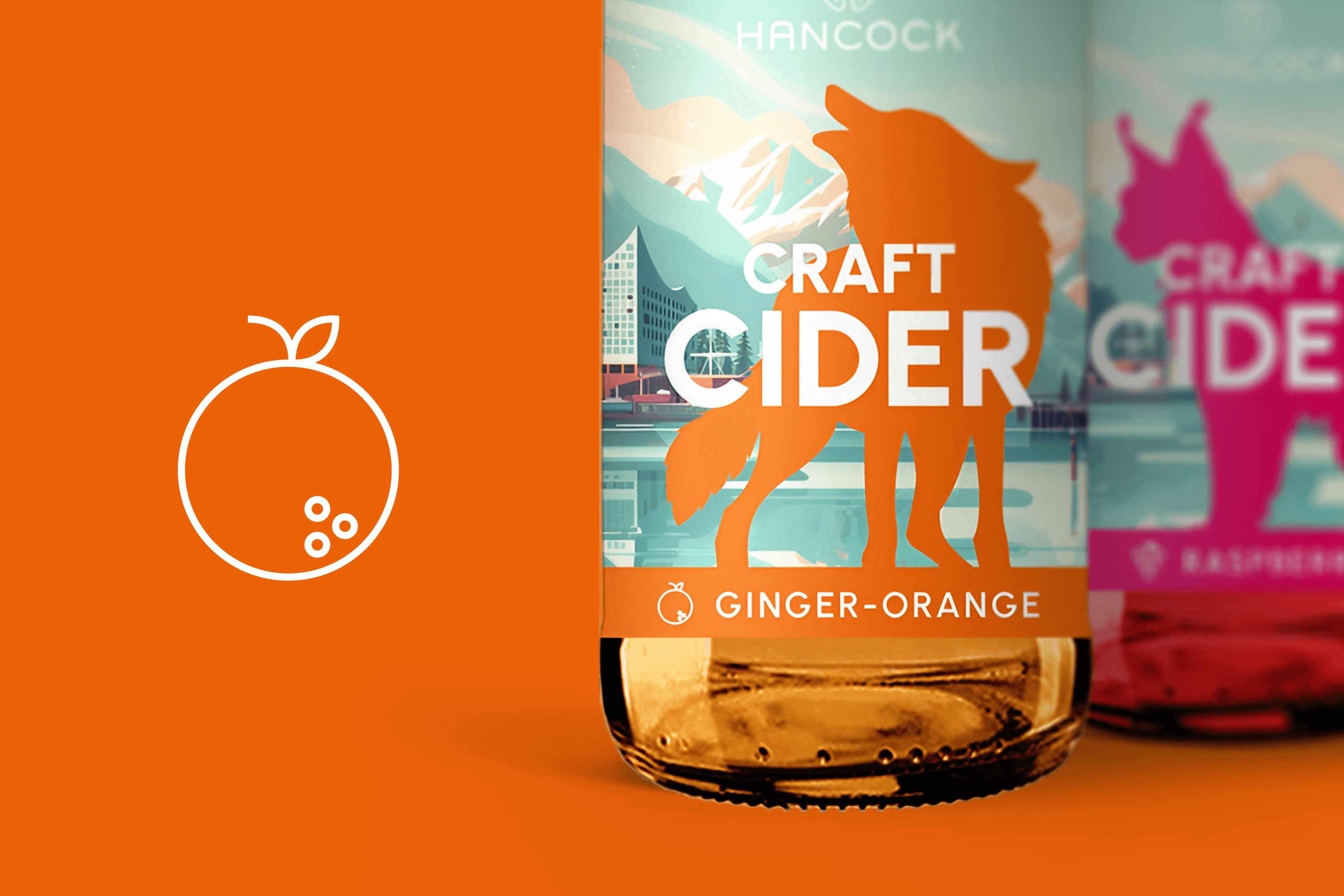 Hancock Craft Cider Ginger-Orange bottle and orange icon